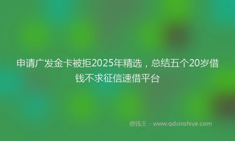 申请广发金卡被拒2025年精选，总结五个20岁借钱不求征信速借平台