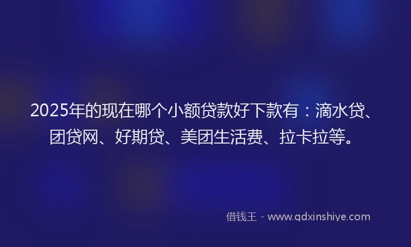 2025年的现在哪个小额贷款好下款有：滴水贷、团贷网、好期贷、美团生活费、拉卡拉等。