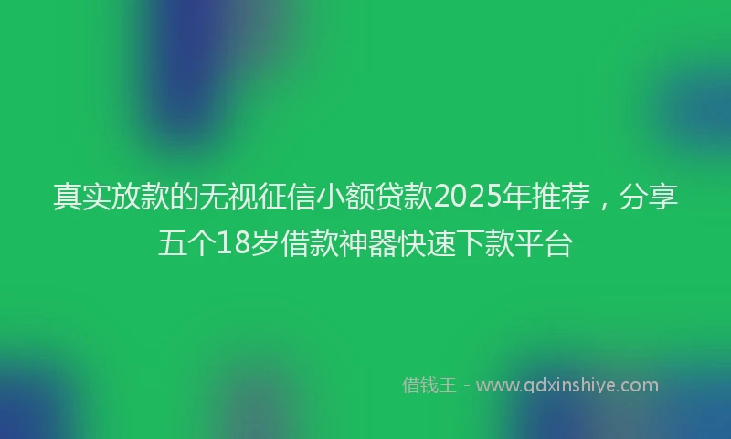 真实放款的无视征信小额贷款2025年推荐，分享五个18岁借款神器快速下款平台
