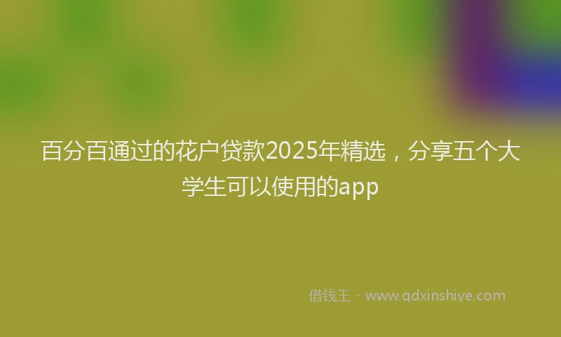 百分百通过的花户贷款2025年精选，分享五个大学生可以使用的app