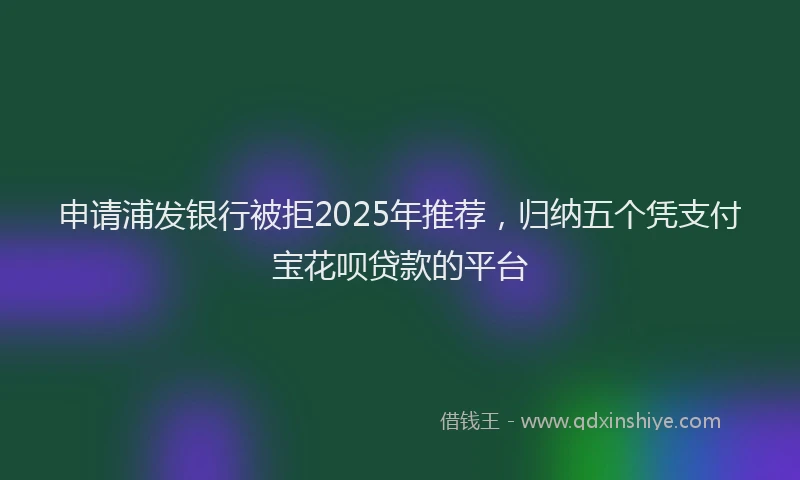 申请浦发银行被拒2025年推荐，归纳五个凭支付宝花呗贷款的平台