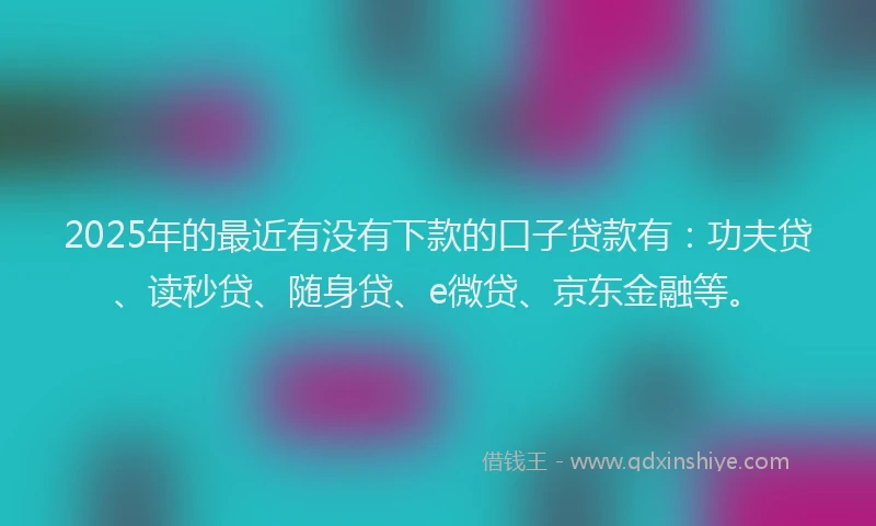 2025年的最近有没有下款的口子贷款有：功夫贷、读秒贷、随身贷、e微贷、京东金融等。