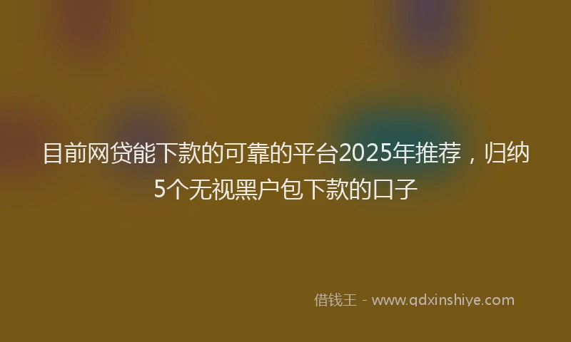 目前网贷能下款的可靠的平台2025年推荐，归纳5个无视黑户包下款的口子