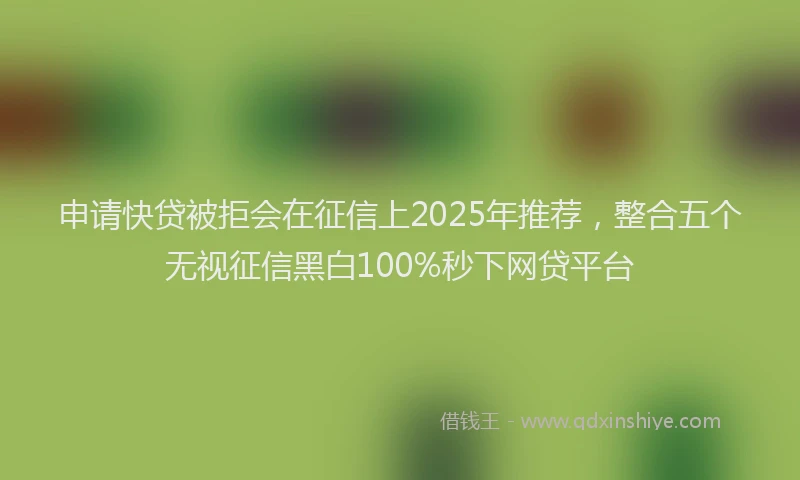 申请快贷被拒会在征信上2025年推荐，整合五个无视征信黑白100%秒下网贷平台