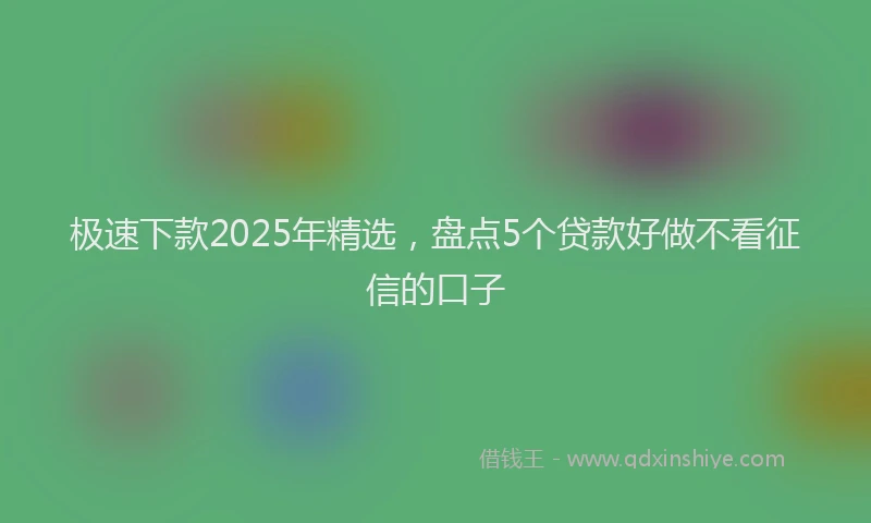 极速下款2025年精选，盘点5个贷款好做不看征信的口子
