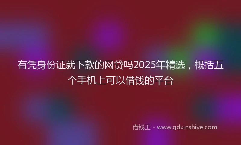 有凭身份证就下款的网贷吗2025年精选，概括五个手机上可以借钱的平台