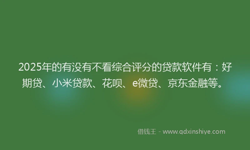 2025年的有没有不看综合评分的贷款软件有：好期贷、小米贷款、花呗、e微贷、京东金融等。