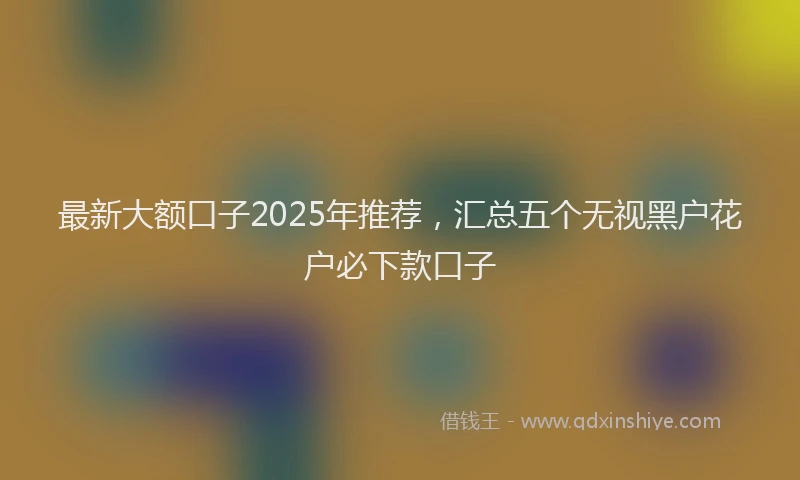 最新大额口子2025年推荐，汇总五个无视黑户花户必下款口子