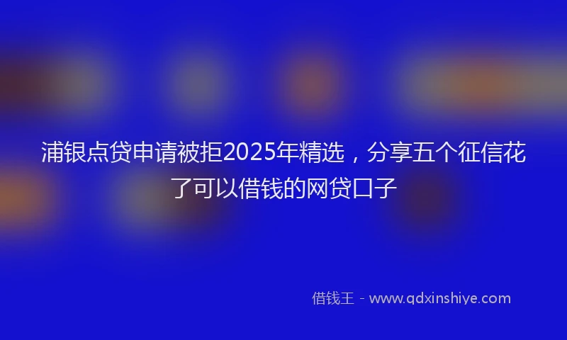 浦银点贷申请被拒2025年精选，分享五个征信花了可以借钱的网贷口子