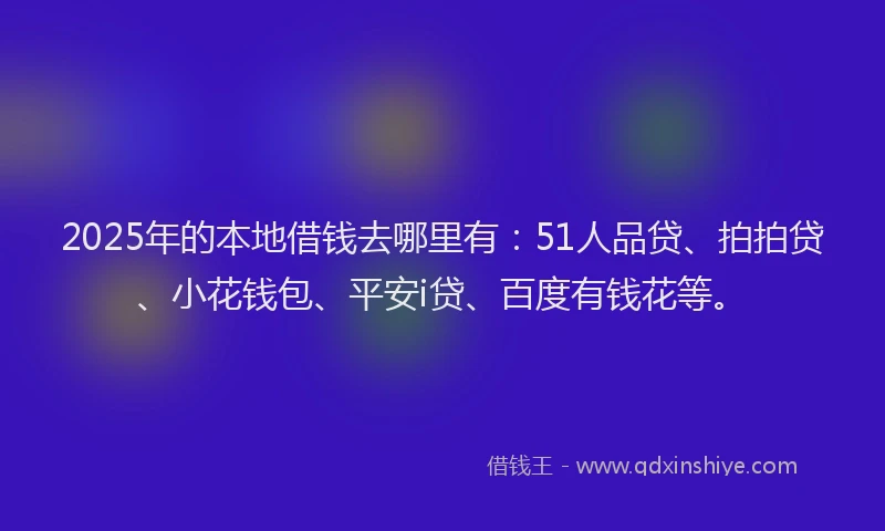 2025年的本地借钱去哪里有：51人品贷、拍拍贷、小花钱包、平安i贷、百度有钱花等。