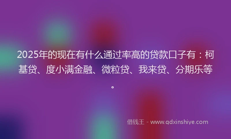 2025年的现在有什么通过率高的贷款口子有：柯基贷、度小满金融、微粒贷、我来贷、分期乐等。