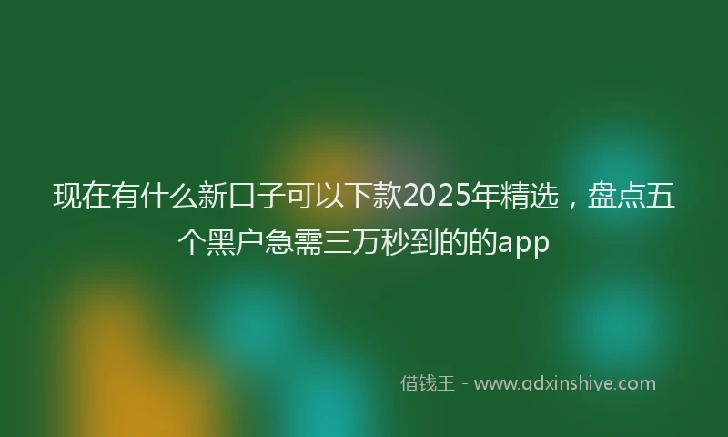 现在有什么新口子可以下款2025年精选，盘点五个黑户急需三万秒到的的app