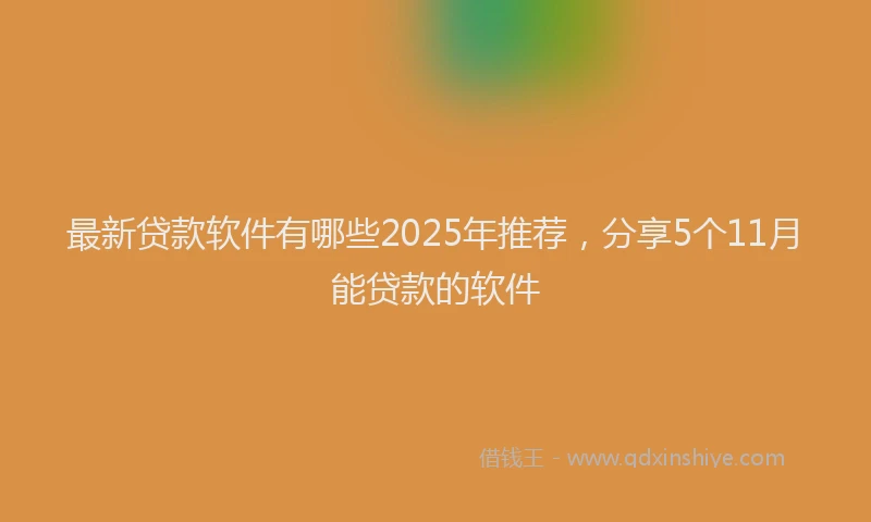 最新贷款软件有哪些2025年推荐，分享5个11月能贷款的软件