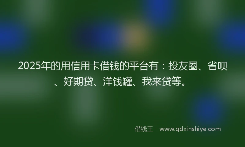 2025年的用信用卡借钱的平台有：投友圈、省呗、好期贷、洋钱罐、我来贷等。