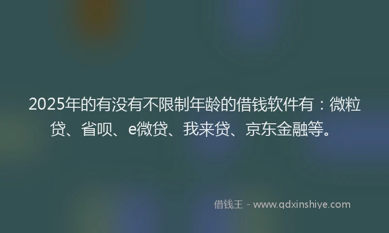 2025年的有没有不限制年龄的借钱软件有：微粒贷、省呗、e微贷、我来贷、京东金融等。