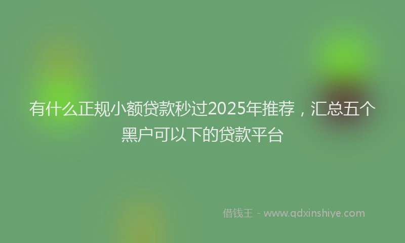 有什么正规小额贷款秒过2025年推荐，汇总五个黑户可以下的贷款平台