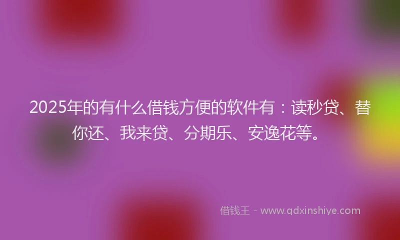 2025年的有什么借钱方便的软件有：读秒贷、替你还、我来贷、分期乐、安逸花等。