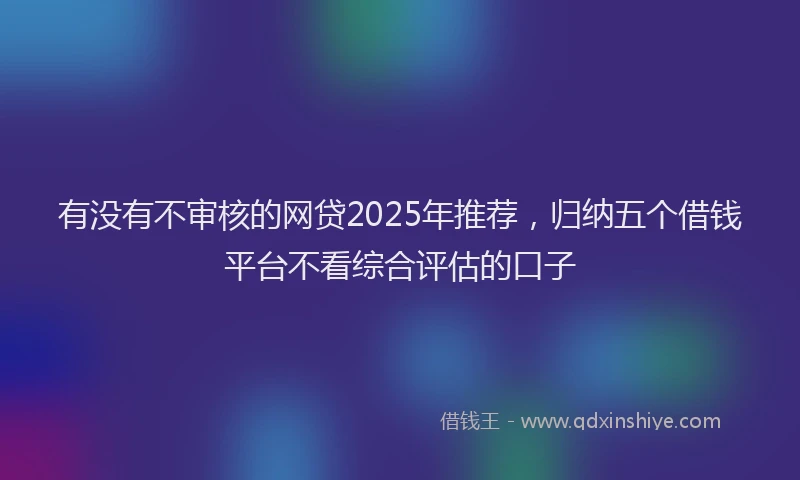有没有不审核的网贷2025年推荐，归纳五个借钱平台不看综合评估的口子