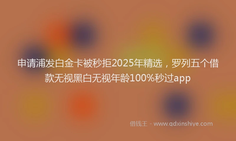申请浦发白金卡被秒拒2025年精选，罗列五个借款无视黑白无视年龄100%秒过app