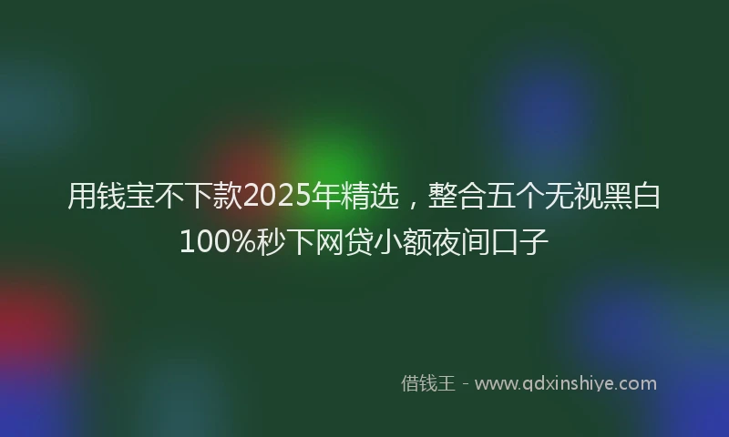 用钱宝不下款2025年精选，整合五个无视黑白100%秒下网贷小额夜间口子