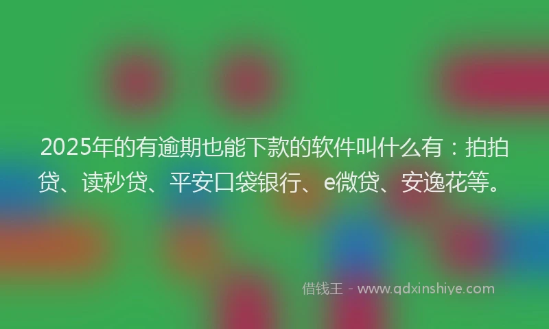 2025年的有逾期也能下款的软件叫什么有：拍拍贷、读秒贷、平安口袋银行、e微贷、安逸花等。