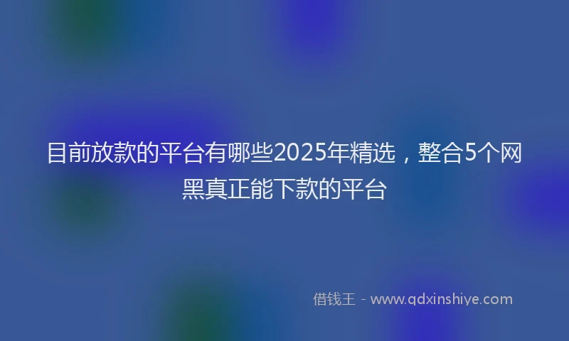 目前放款的平台有哪些2025年精选，整合5个网黑真正能下款的平台
