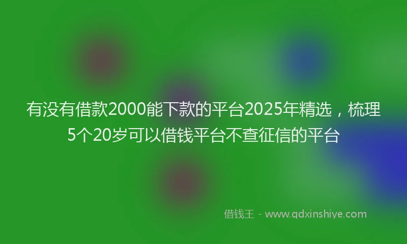 有没有借款2000能下款的平台2025年精选，梳理5个20岁可以借钱平台不查征信的平台