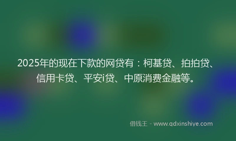 2025年的现在下款的网贷有：柯基贷、拍拍贷、信用卡贷、平安i贷、中原消费金融等。