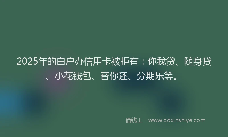 2025年的白户办信用卡被拒有：你我贷、随身贷、小花钱包、替你还、分期乐等。