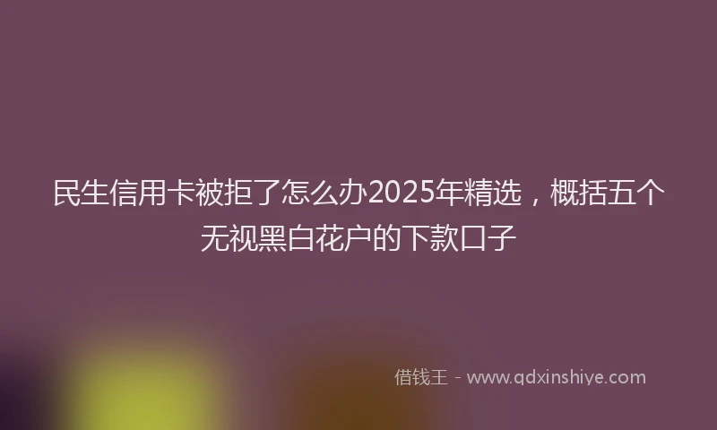 民生信用卡被拒了怎么办2025年精选，概括五个无视黑白花户的下款口子