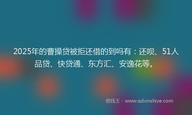 2025年的曹操贷被拒还借的到吗有：还呗、51人品贷、快贷通、东方汇、安逸花等。