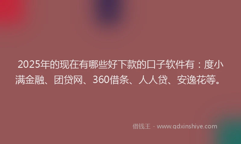 2025年的现在有哪些好下款的口子软件有：度小满金融、团贷网、360借条、人人贷、安逸花等。