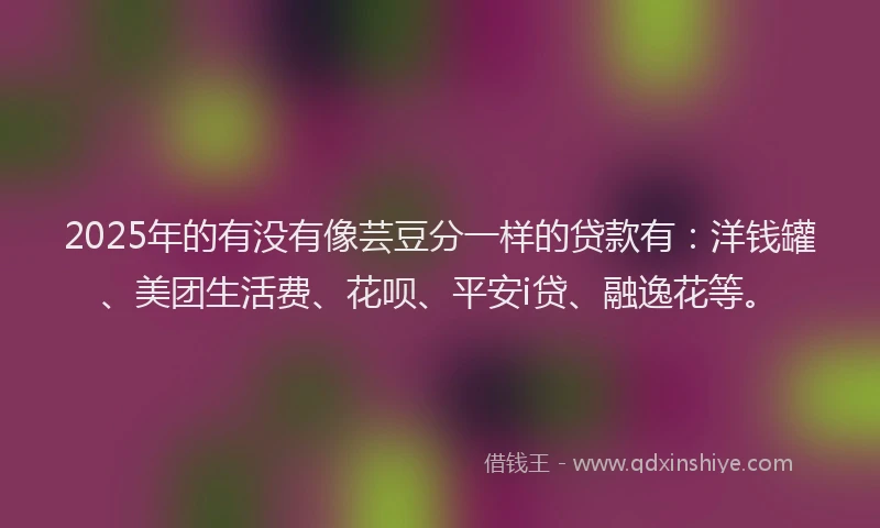 2025年的有没有像芸豆分一样的贷款有：洋钱罐、美团生活费、花呗、平安i贷、融逸花等。