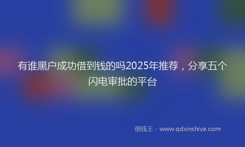 有谁黑户成功借到钱的吗2025年推荐，分享五个闪电审批的平台
