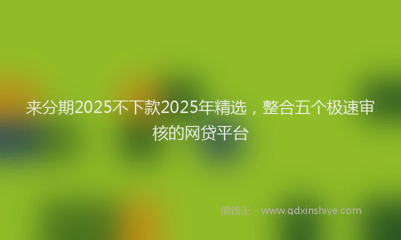 来分期2025不下款2025年精选，整合五个极速审核的网贷平台