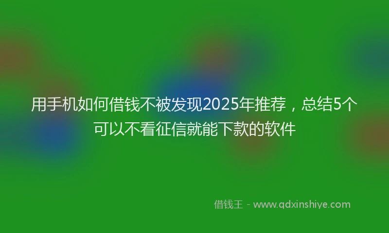 用手机如何借钱不被发现2025年推荐，总结5个可以不看征信就能下款的软件