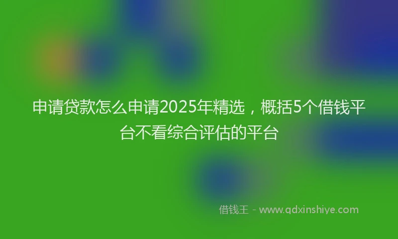 申请贷款怎么申请2025年精选，概括5个借钱平台不看综合评估的平台