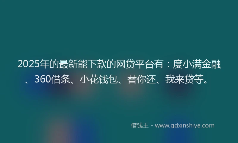 2025年的最新能下款的网贷平台有：度小满金融、360借条、小花钱包、替你还、我来贷等。