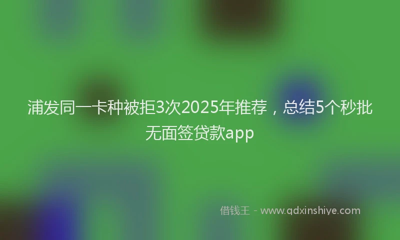 浦发同一卡种被拒3次2025年推荐，总结5个秒批无面签贷款app