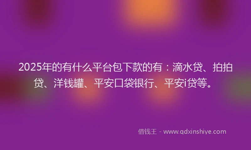 2025年的有什么平台包下款的有：滴水贷、拍拍贷、洋钱罐、平安口袋银行、平安i贷等。
