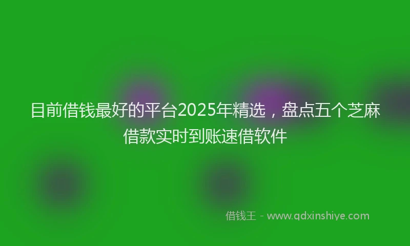 目前借钱最好的平台2025年精选，盘点五个芝麻借款实时到账速借软件