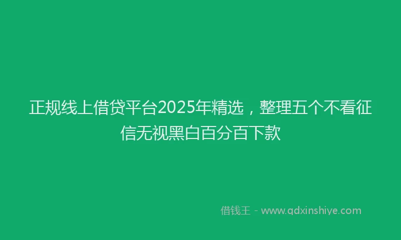 正规线上借贷平台2025年精选，整理五个不看征信无视黑白百分百下款