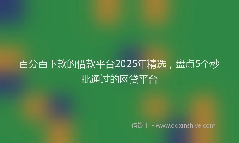 百分百下款的借款平台2025年精选，盘点5个秒批通过的网贷平台