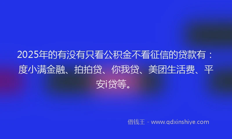 2025年的有没有只看公积金不看征信的贷款有：度小满金融、拍拍贷、你我贷、美团生活费、平安i贷等。