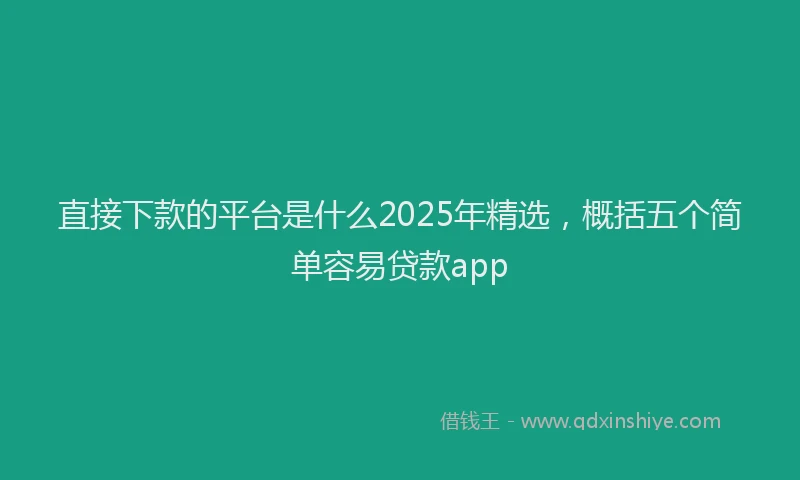 直接下款的平台是什么2025年精选，概括五个简单容易贷款app