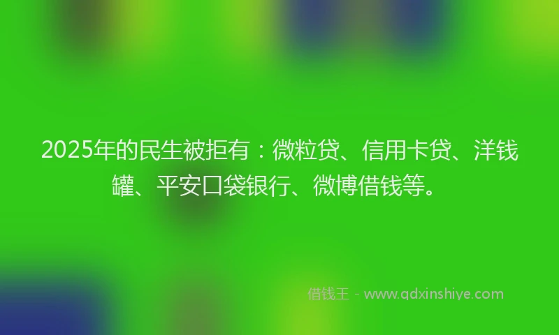 2025年的民生被拒有：微粒贷、信用卡贷、洋钱罐、平安口袋银行、微博借钱等。