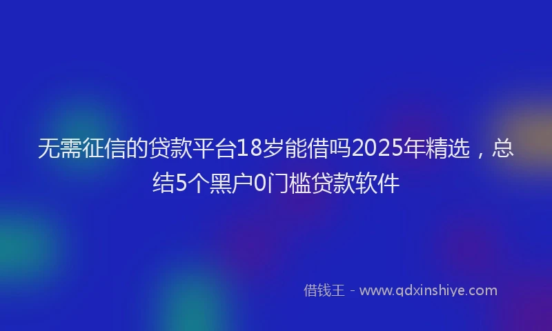无需征信的贷款平台18岁能借吗2025年精选，总结5个黑户0门槛贷款软件