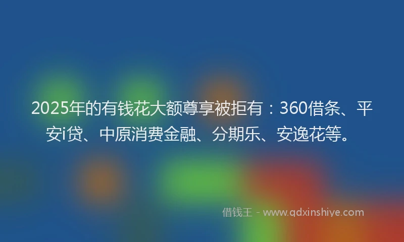 2025年的有钱花大额尊享被拒有：360借条、平安i贷、中原消费金融、分期乐、安逸花等。