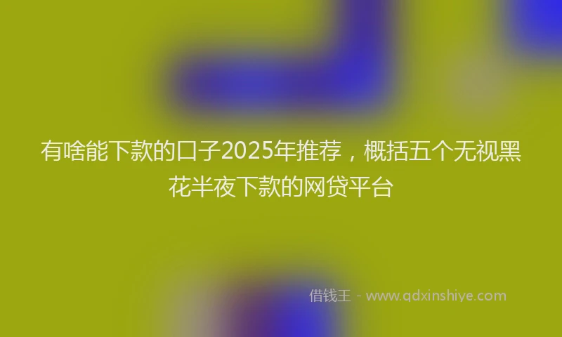 有啥能下款的口子2025年推荐，概括五个无视黑花半夜下款的网贷平台