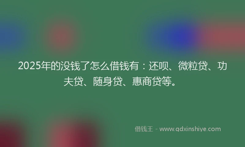 2025年的没钱了怎么借钱有：还呗、微粒贷、功夫贷、随身贷、惠商贷等。